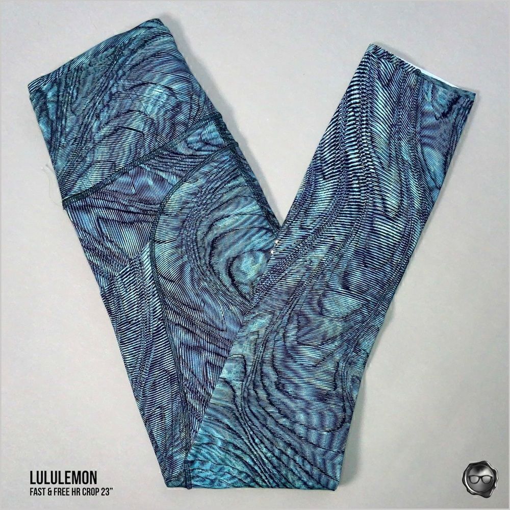 LULULEMON FAST & FREE HR CROP TIGHT 23” DIMENSIONAL ICING BLUE SIZE 2 LEGGINGS